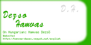 dezso hamvas business card